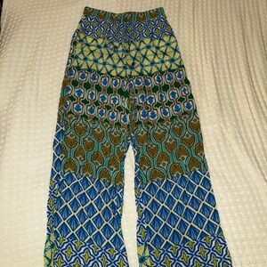 Zara Blue and Green Patterned Pants